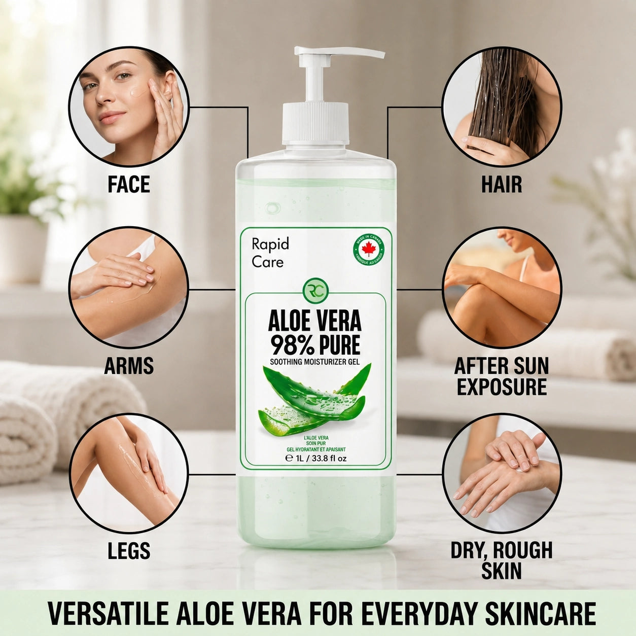 98% Pure Aloe Vera Gel with Pump Dispenser 1L