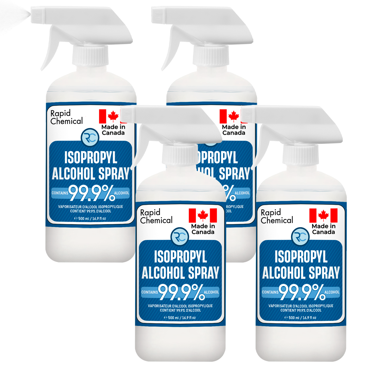 99.9% Isopropyl Alcohol Spray 500ml - 4 Pack