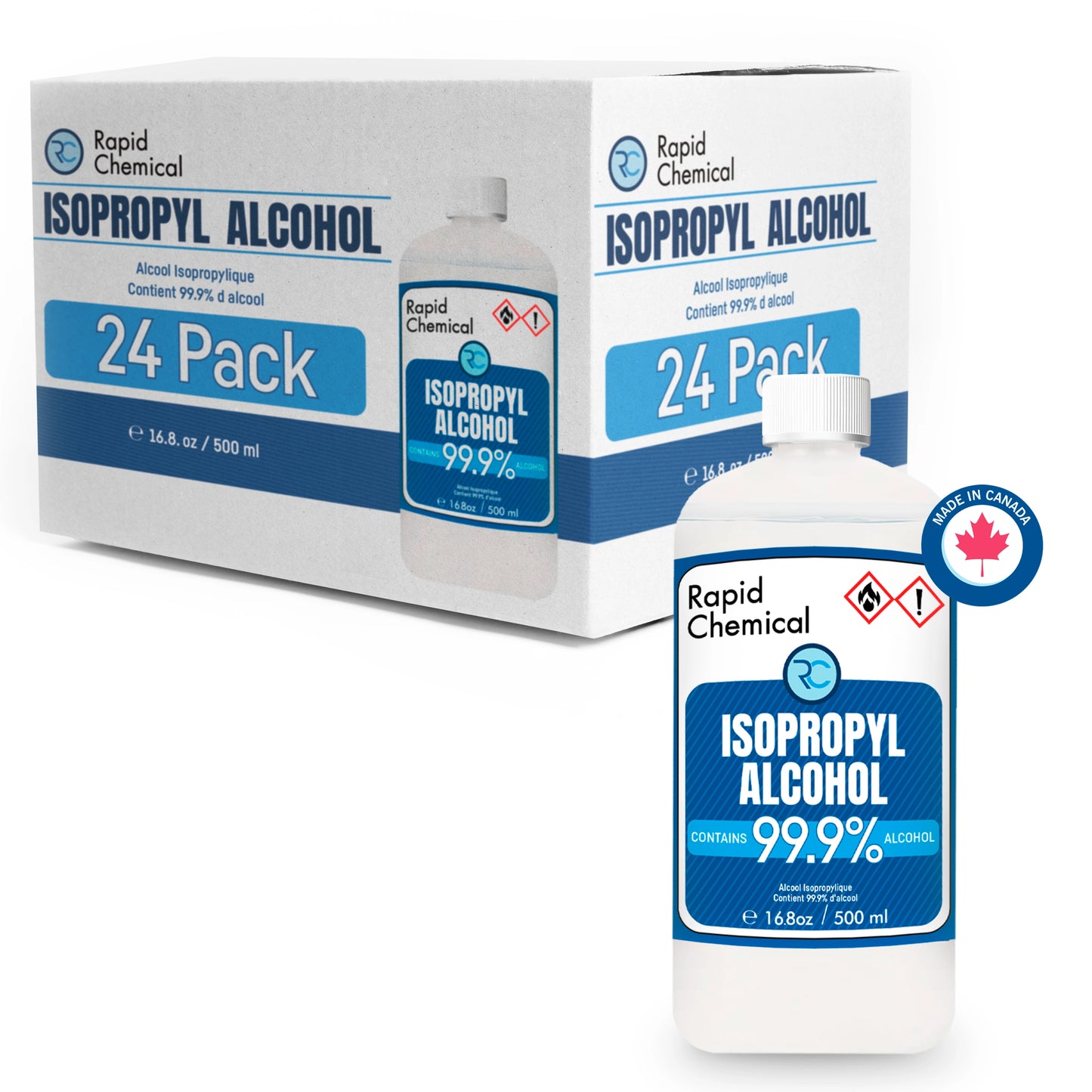 99.9% Isopropyl Alcohol 500ml - 24 Pack (1 case)