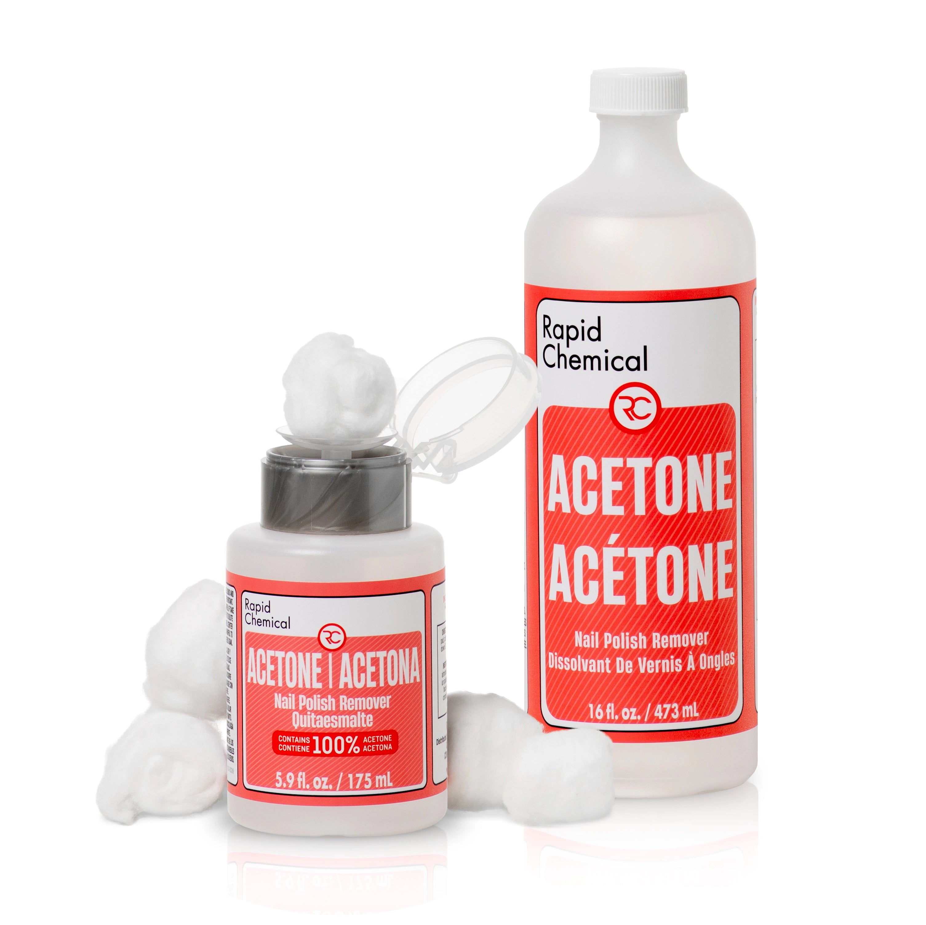 Rapid Protectant acetone bottles for professional cleaning and degreasing.