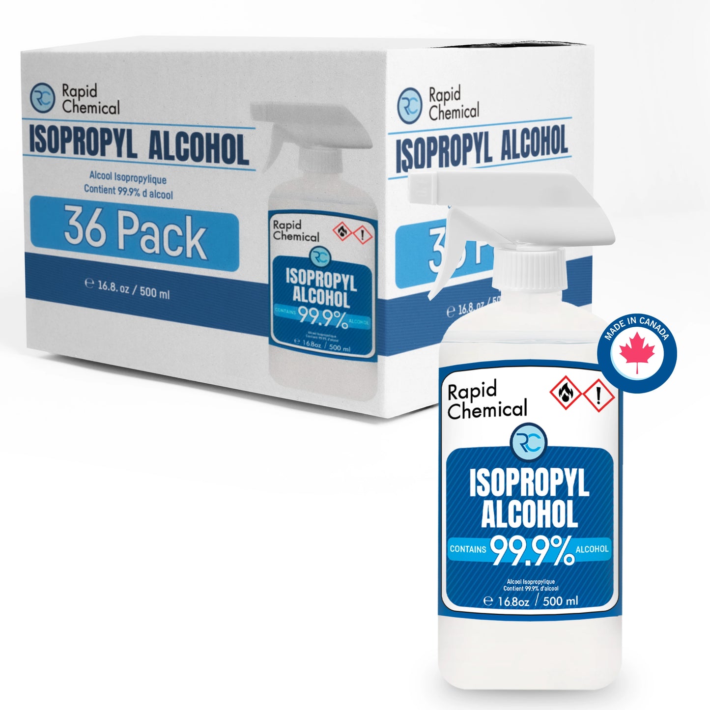 99.9% Isopropyl Alcohol Spray 500ml - 36 Pack (1 Case)