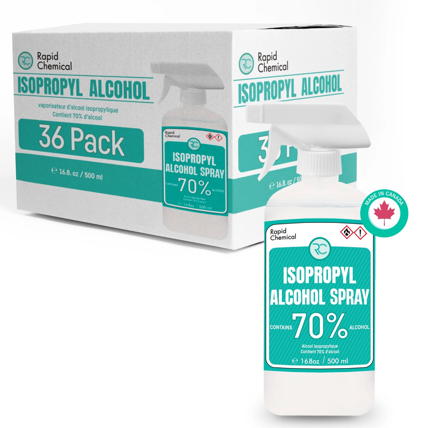 70% Isopropyl Alcohol Spray 500ml - 36 Pack (1 Case)