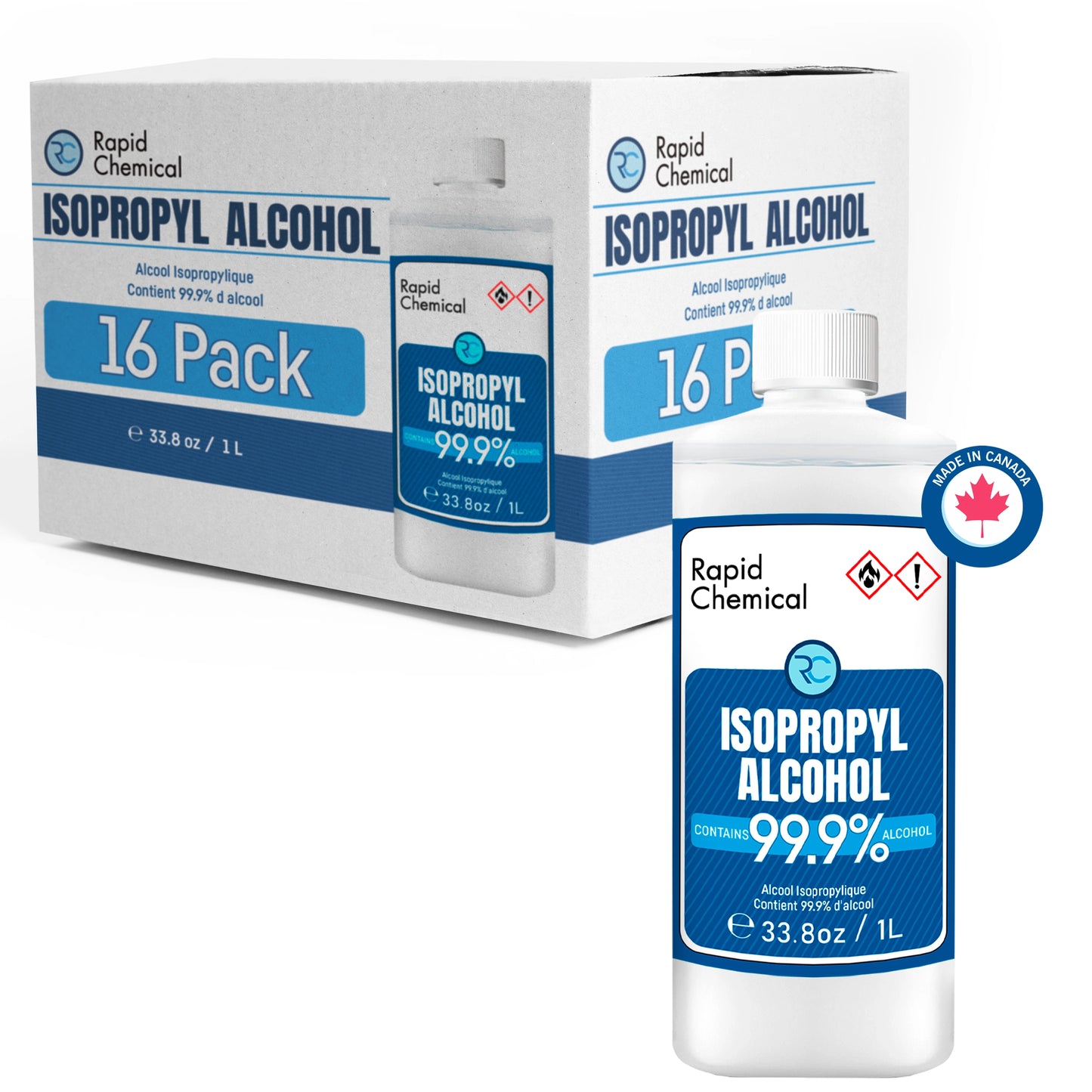 99.9% Isopropyl Alcohol 1L - 16 Pack (1 Case)
